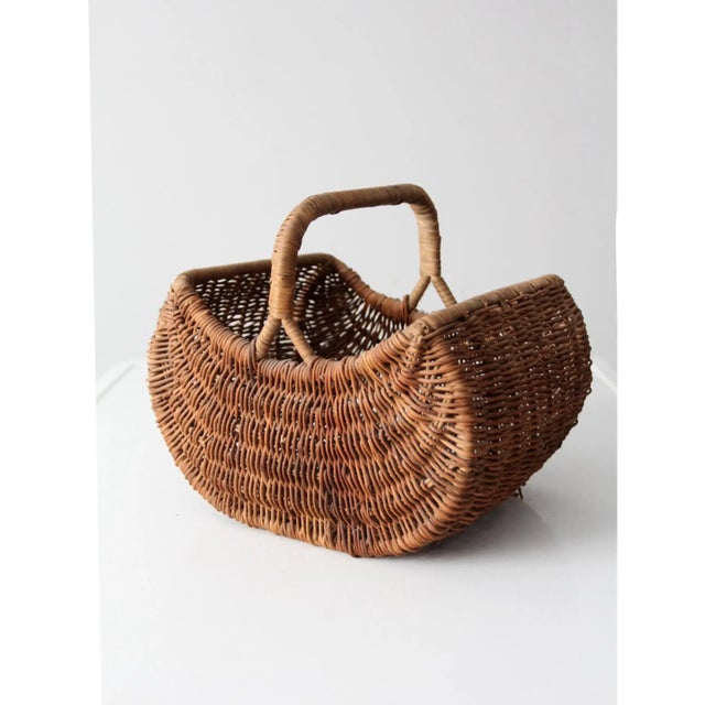 Vintage Wicker Gathering Basket For Sale - Image 10 of 12