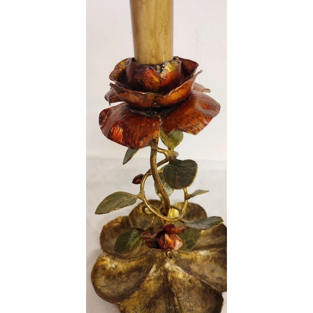 Rococo Wrought Iron Rose Bush Shaped Table Lamp. France, 1950s For Sale - Image 3 of 12
