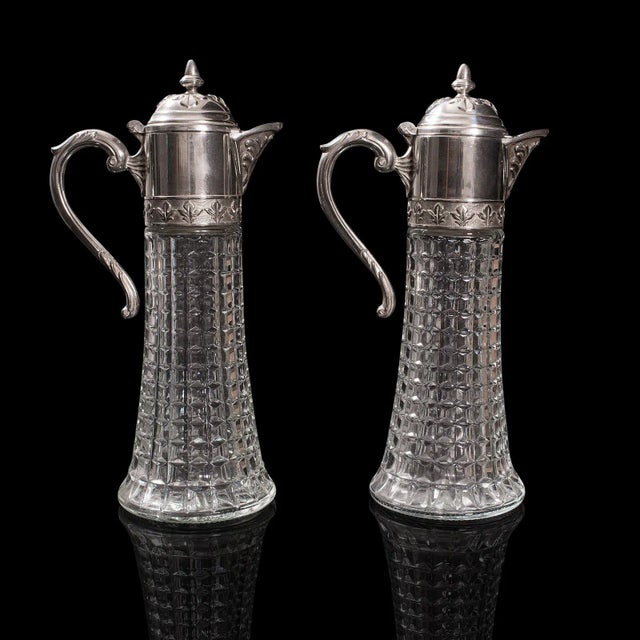 1960s Pair of Vintage Italian Glass Decorative Ewers For Sale - Image 13 of 13