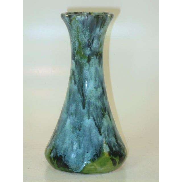 Mid 20th Century Vase Drip Glaze Pottery Blue & Green Retro Mid Century Modern For Sale - Image 11 of 13