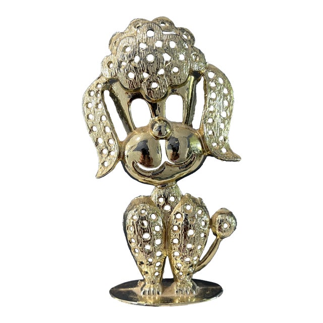 1970s Gold Poodle Earring Holder For Sale