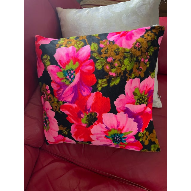 2010s Vibrant Floral Feather Down Pillow For Sale - Image 5 of 5