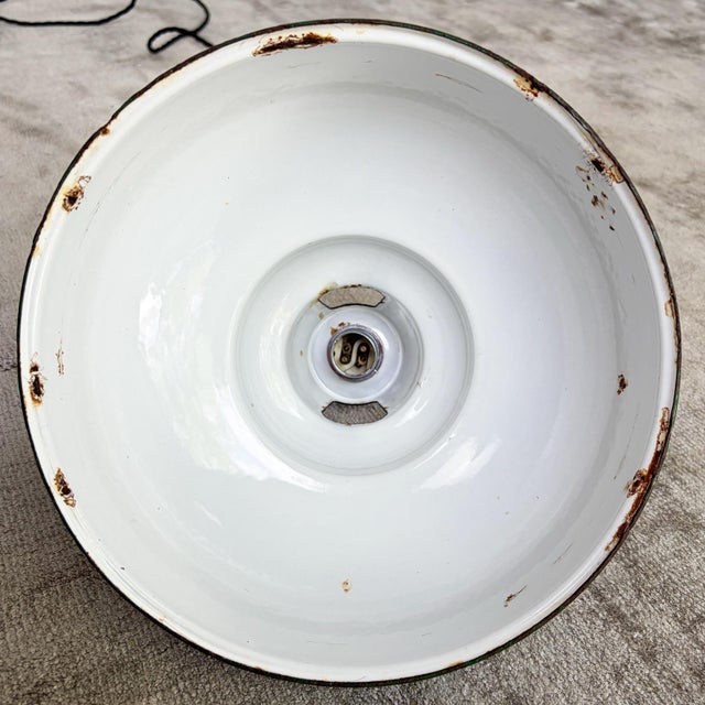 Industrial Pendant Light in Green Enamel by Maxlume, 1950s For Sale - Image 6 of 7