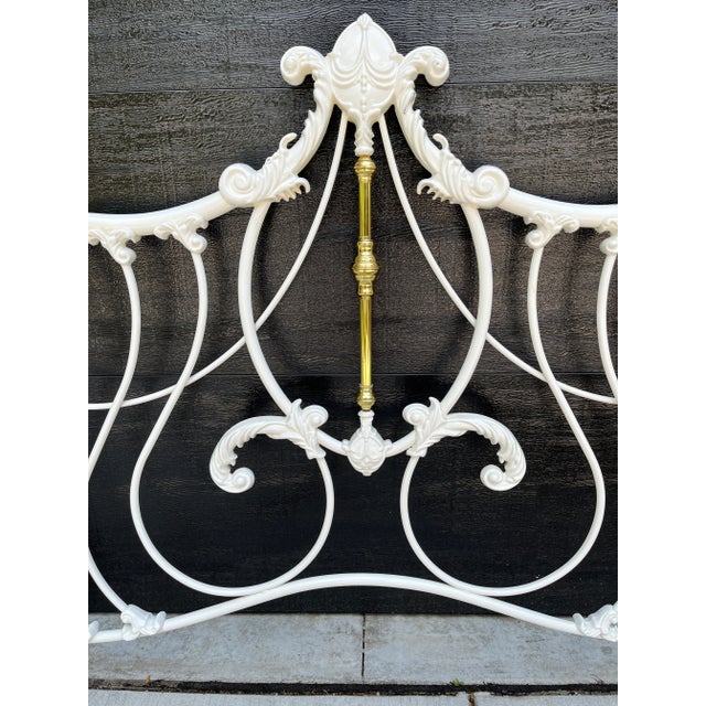 *COULD USE AS A PAIR OF HEADBOARDS* Beautiful iron and brass bed, consummate French Cottage/Shabby look. Lovely movement...