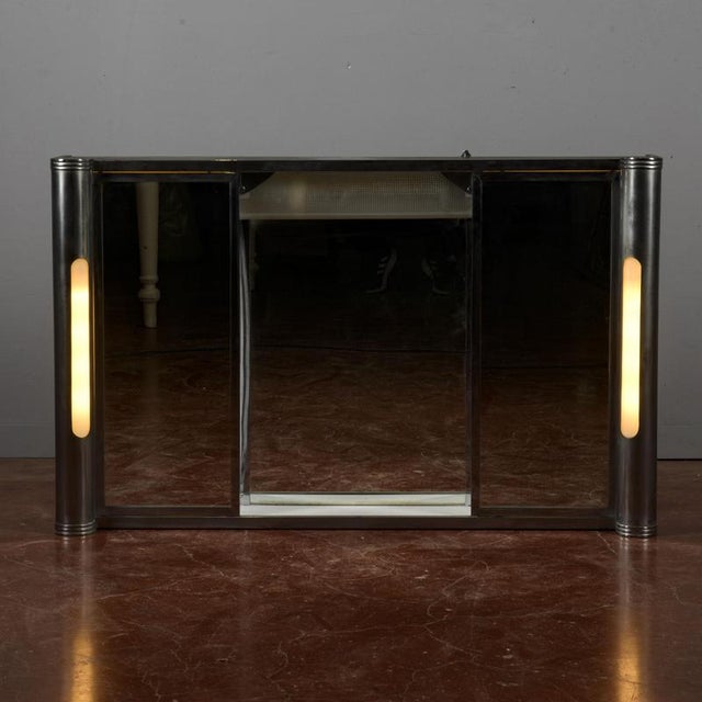 Vintage Steel and Glass Bathroom Mirror, Italy, 1930s For Sale - Image 5 of 9
