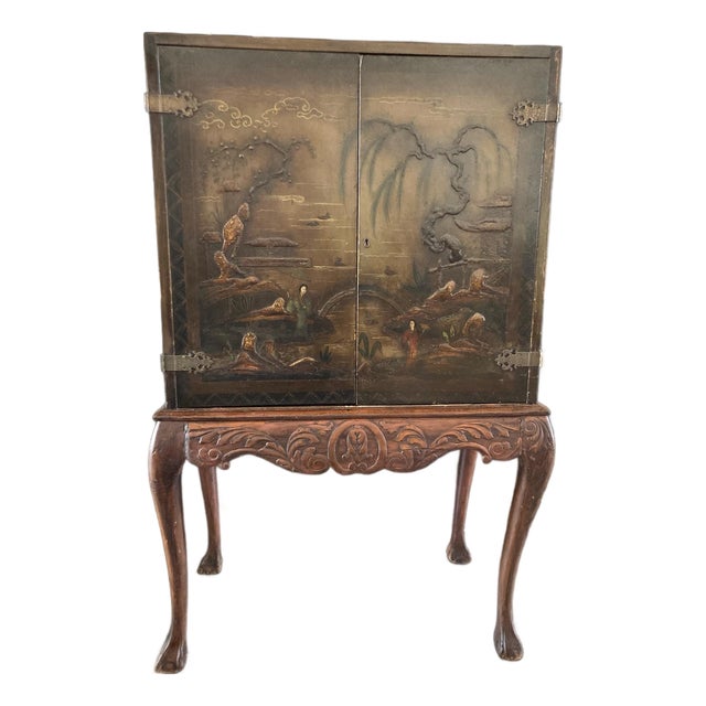 Chinoiserie Cabinet on Base Early to Mid 20th Century For Sale