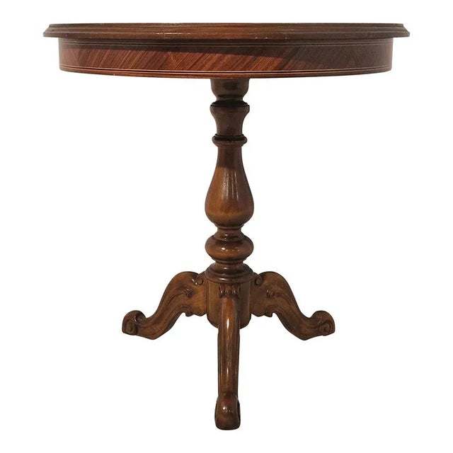 French Side Table with Inlaid Top, 1980s For Sale - Image 6 of 7