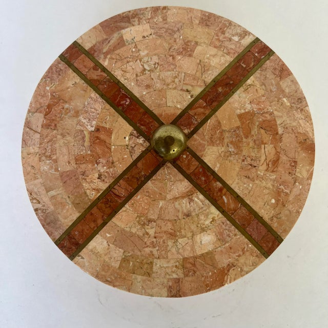 Maitland - Smith Maitland Smith Tessellated Marble Round Box Locking For Sale - Image 4 of 10
