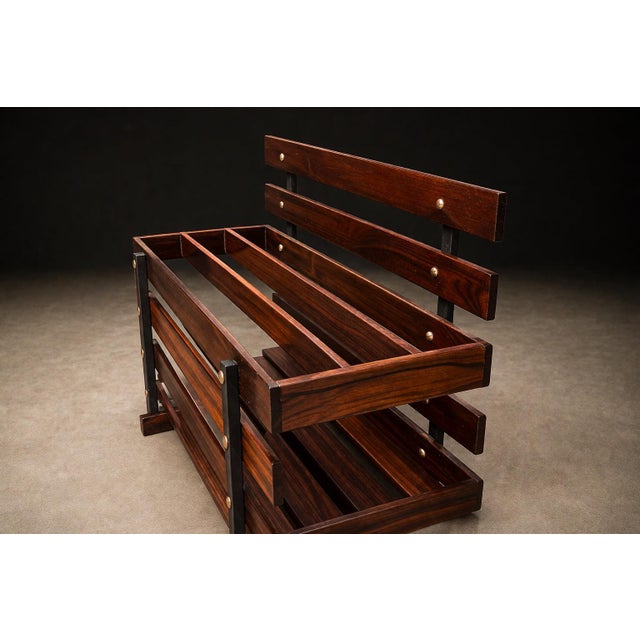 Brazilian Modern Magazine Rack in Rosewood, Unknown, 1960’s For Sale - Image 4 of 13