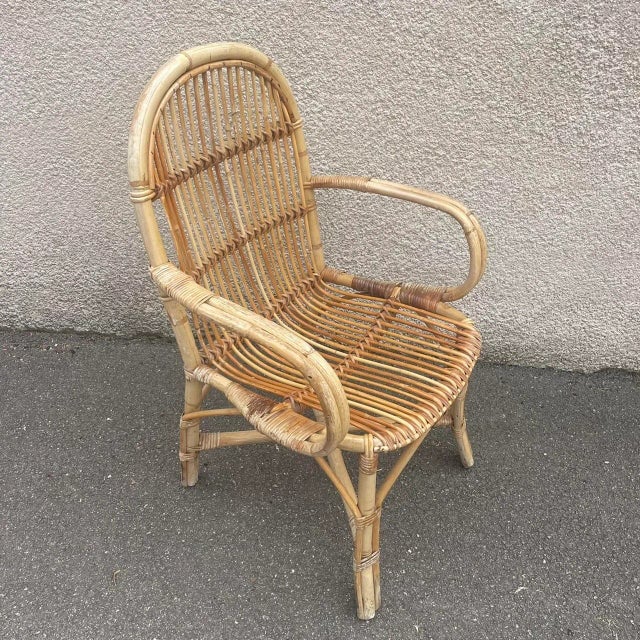 Mid-Century Rattan Armchairs, 1950s, Set of 4 For Sale - Image 12 of 14