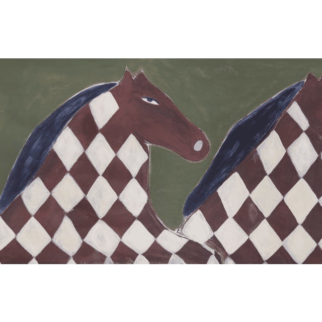 Rochi Lana "The Gemini Table" Acrylic and Oil Pastel on Canvas, Two Horses at a Surreal Table, Contemporary Figurative Painting, 2026 For Sale - Image 4 of 7