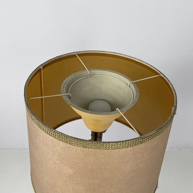 Brown Italian Art Deco Round Velvet and Brass Floor Lamp, 1940s For Sale - Image 8 of 18