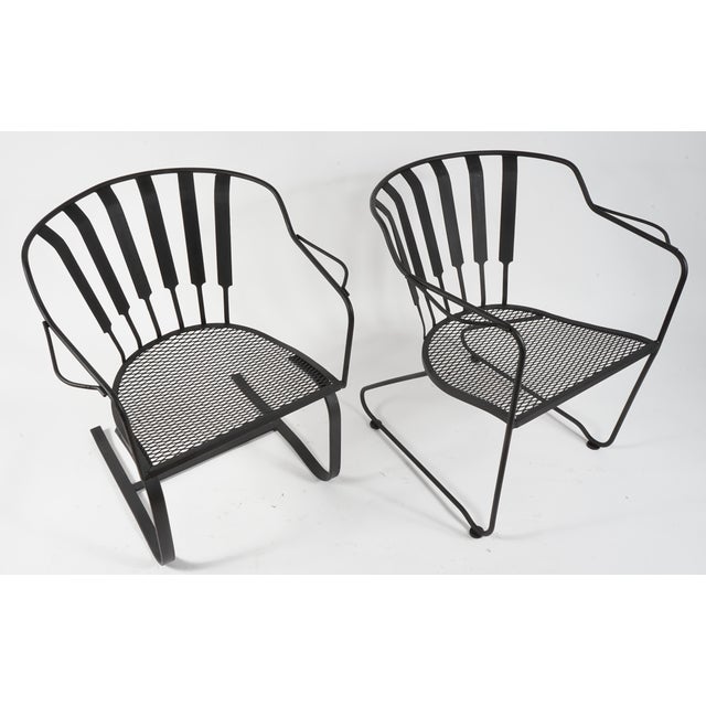 Mid 20th Century Wrought Iron Arm Chairs in the Style of Russell Woodard - Set of 2 For Sale - Image 9 of 14