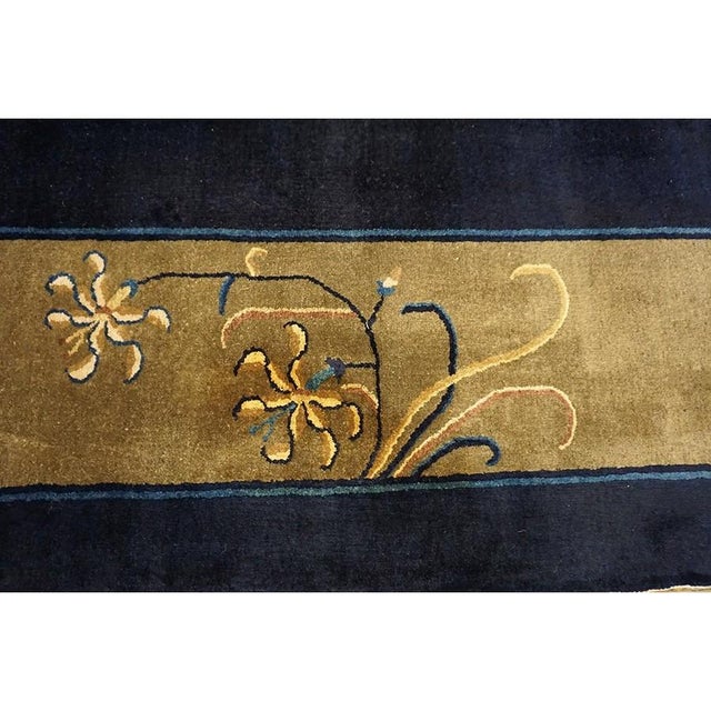 1920s 1920s Navy Blue Antique Chinese Painterly Peking Knotted Large Oversized Big Rug For Sale - Image 5 of 10