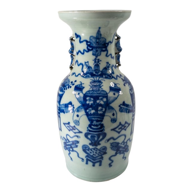 Early 20th Century Chinese Celadon and Underglaze Blue Vase For Sale
