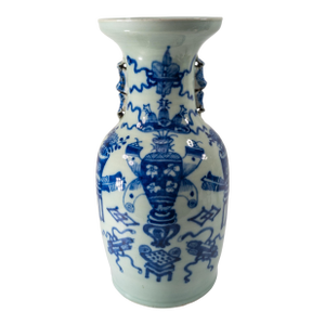 Early 20th Century Chinese Celadon and Underglaze Blue Vase