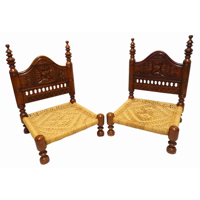 Vintage Afghan Three-Piece Sofa Set with Braided Seat, 1980s, Set of 3 For Sale - Image 12 of 13