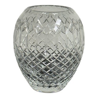 Cut Crystal Oval Vase, Vintage For Sale