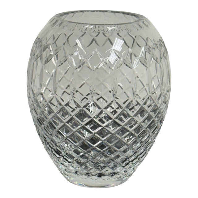 Cut Crystal Oval Vase, Vintage For Sale