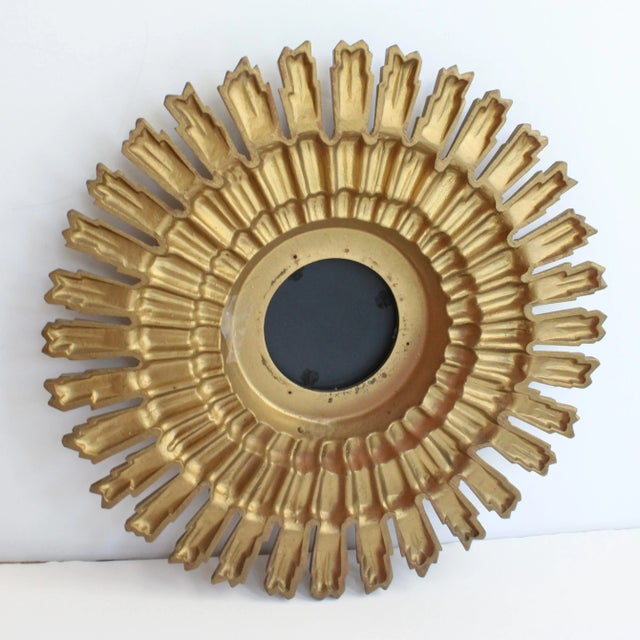 Mid 20th Century Mid 20th Century Mid Century Vintage Hollywood Regency Gilded Starburst Beveled Mirror For Sale - Image 5 of 5