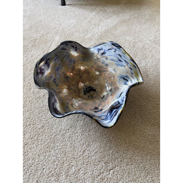 A magnificent, museum-quality large-scale studio art glass centerpiece bowl by acclaimed master glassblower Marcus...