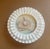 Delightful original vintage seashell painting presented in a unique round frame adorned with sculptural pleated ribbon...