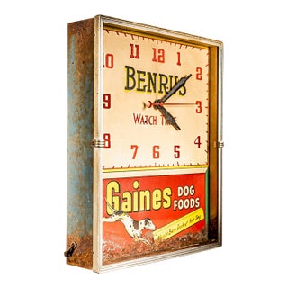 1960s Benrus Gaines Dog Food Advertising Clock For Sale