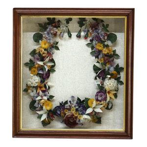 Antique Victorian Shadow Box With Floral Wreath