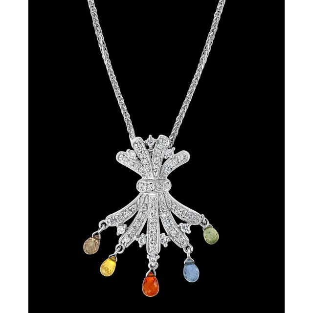 1.5 Carat Multi Sapphire Briolettes Pendant /Necklace 18 Karat Gold Estate For Sale - Image 18 of 18