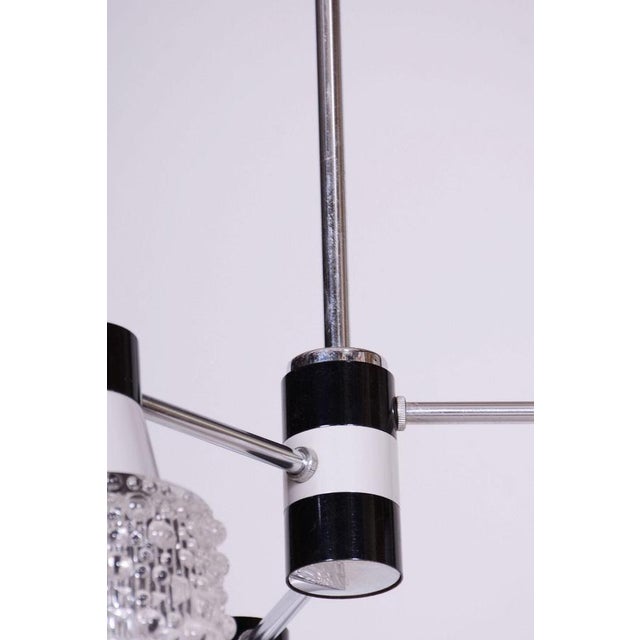 Mid-Century Czech Chandelier in Chrome and Opaline Glass attributed to Drukov, 1970s For Sale - Image 9 of 13