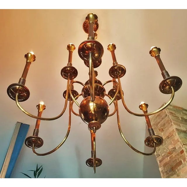 Mid-Century Italian Brass Chandelier, 1950s For Sale - Image 13 of 18