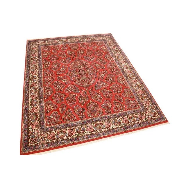 High-quality Middle Eastern rug Sarough | Knot density: 300.000 knots/m² | Pattern: Colorful leaf and flower motifs |...