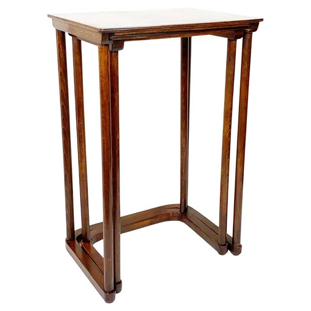 Vienna Secession, Restored. Minor repairs made, shellac polish renewed. Marked with Thonet company sticker on the bottom....