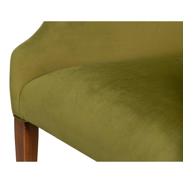 Olive Sloped Arm Green Velvet Dining Chair in Olive, Host Chair For Sale - Image 8 of 11