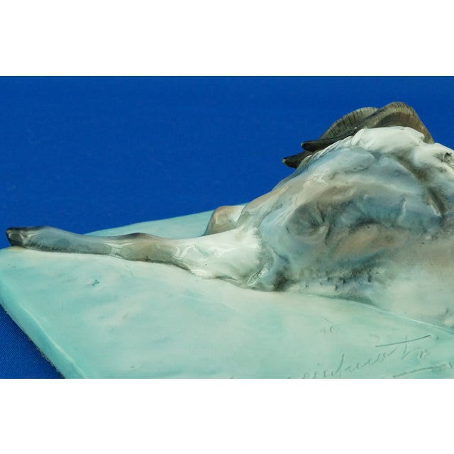 Stoneware Sculpture of a Reclining Ibex by Guido Cacciapuoti, Italy, 1920s For Sale - Image 16 of 18