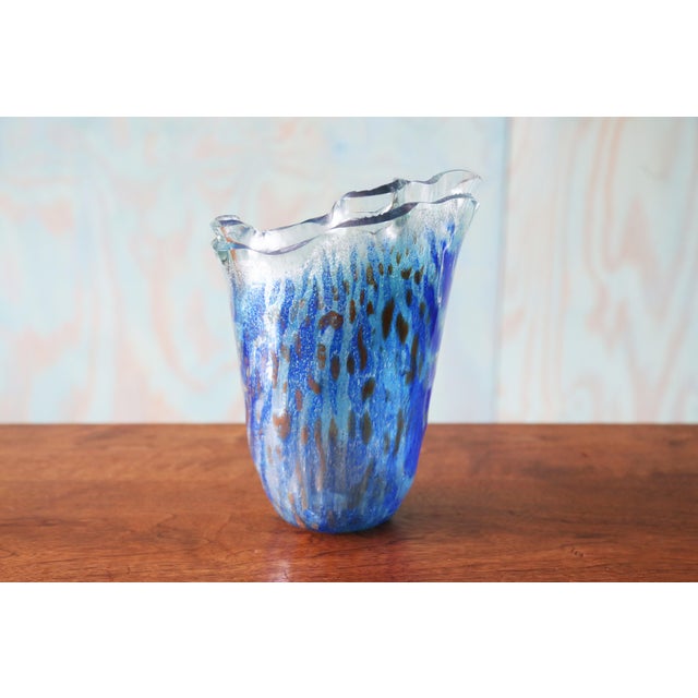 Anactacia Glass Double Ribbon Art Vase Handmade in Greece 10" For Sale - Image 4 of 9