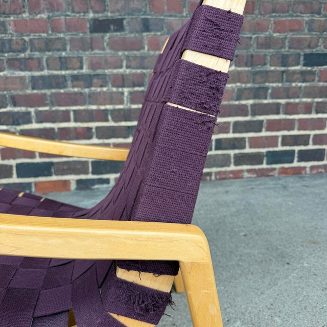 Jens Risom for Knoll Maroon Strap Lounge Chair For Sale - Image 10 of 12
