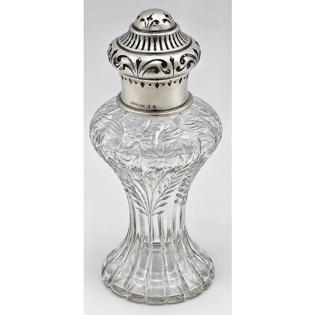 Antique American Sterling Silver and Cut Crystal Dresser Bottle, circa 1900 For Sale - Image 4 of 17