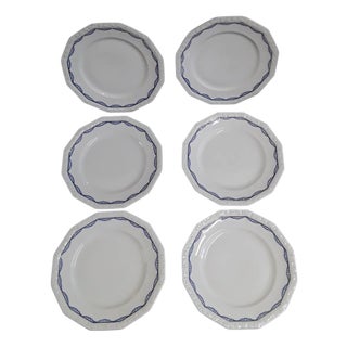 Food Plate Maria Series with Blue Decor from Rosenthal, 1930s, Set of 6 For Sale