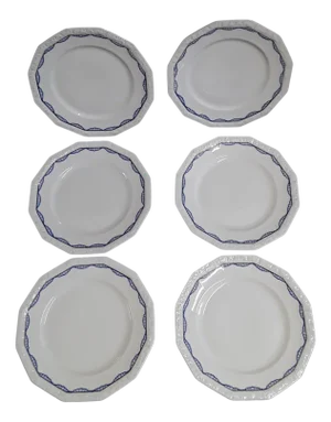 Food Plate Maria Series with Blue Decor from Rosenthal, 1930s, Set of 6