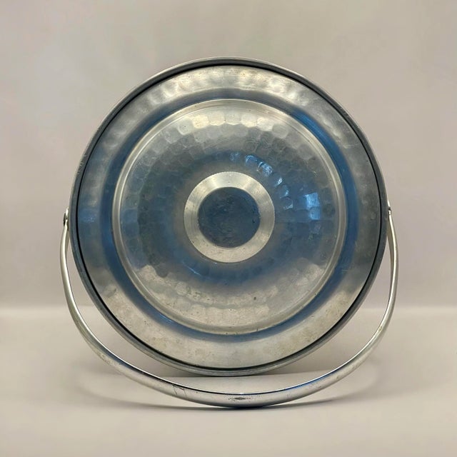 Art Nouveau Vintage Italian Hammer Finish Ice Bucket For Sale - Image 3 of 8