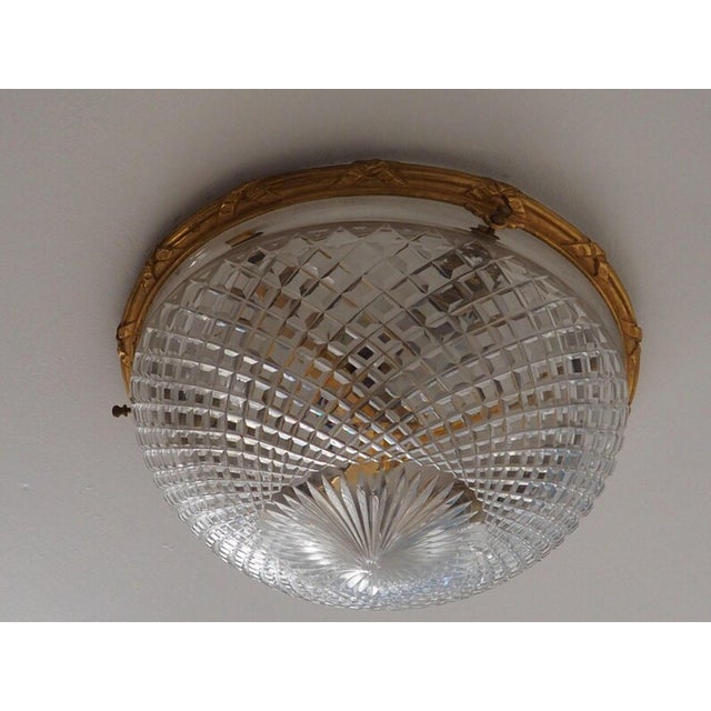 French Empire Bronze Cut Glass Ceiling Light For Sale - Image 4 of 11