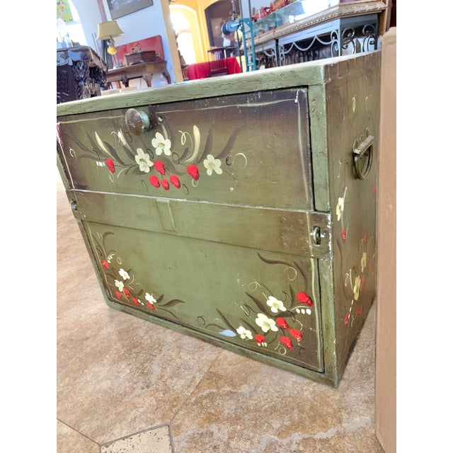 Heavy military box repurposed. Beautiful and unique box of drawers used as a jewelry box. Painted green with a floral...