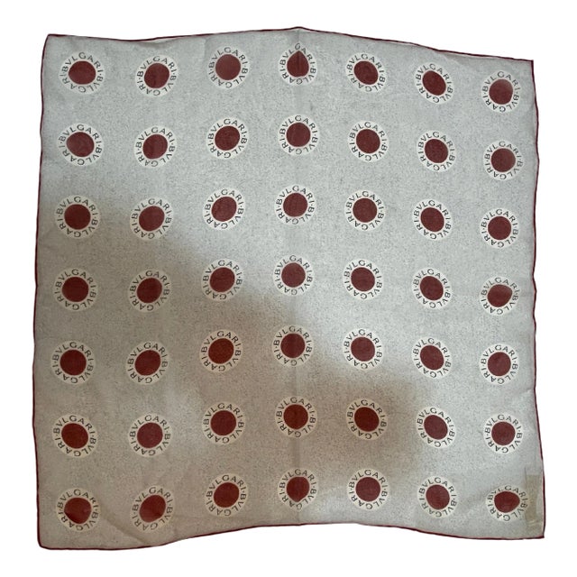 BVLGARI Red Dot Logo Silk Scarf Bulgari For Sale