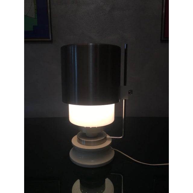 Italian Opaline Glass and Aluminum Table Lamp, 1960s For Sale - Image 10 of 11