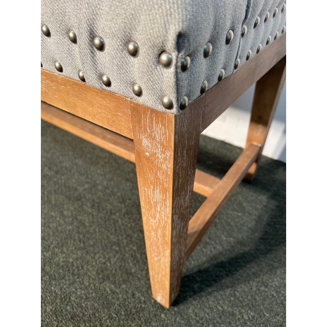 Arhaus Gray Tufted Linen Bench Chairish