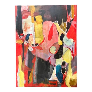 Vintage Abstract Expressionist Oil Painting on Canvas For Sale