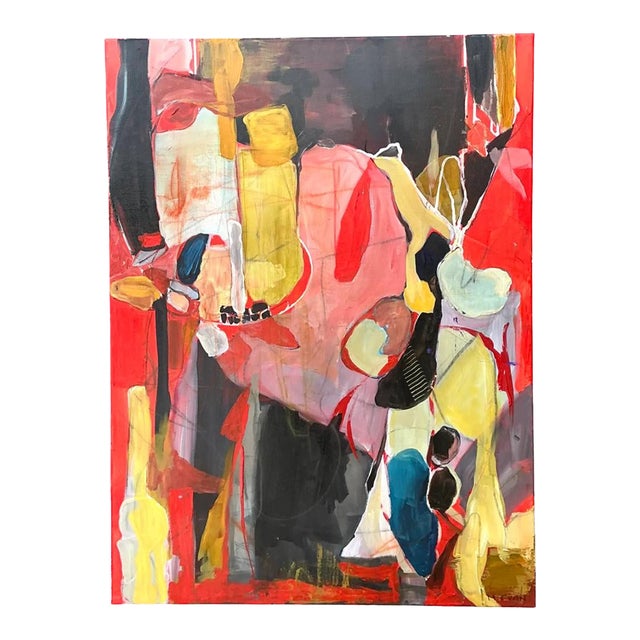 Vintage Abstract Expressionist Oil Painting on Canvas For Sale