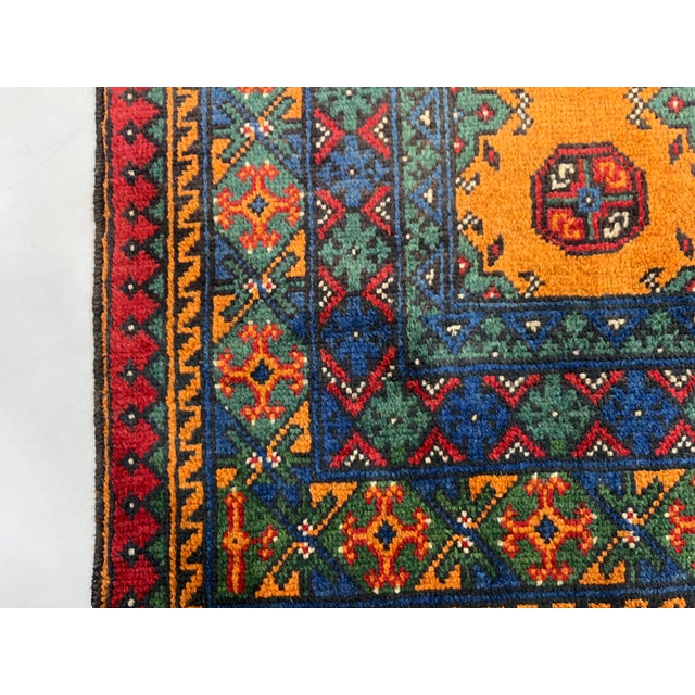Golden Ochre Mori Gul Tribal Area Rug With Geometric Borders, 4'10" X 6'8" For Sale - Image 11 of 16
