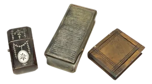 19th Century 3 Horn, Wood and Silver Match Safes or Trinket Boxes